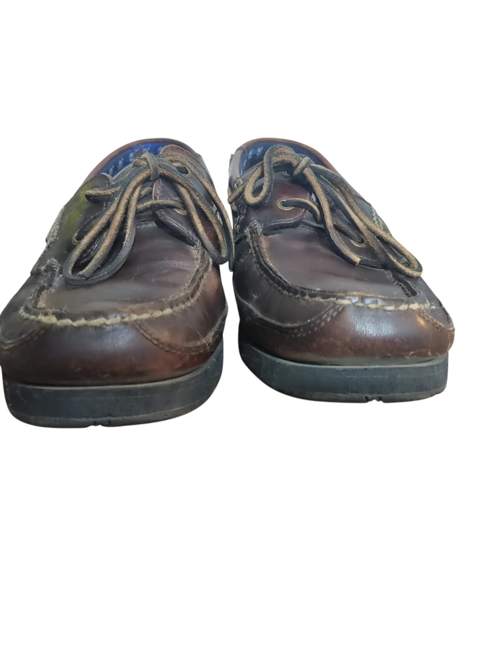 Timberland 11.5 Brown Leather 3-Eye Lug Boat Shoes Rubber Lug Sole Coastal Dad